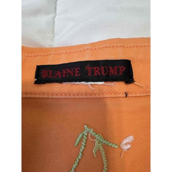Blaine Trump Orange Floral Machine Embroidered Vine Yolk Collared Jacket Womens - Picture 2 of 7
